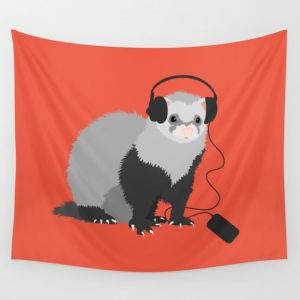 Ferret music lover wall tapestry at Society6