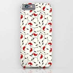 Strange red flowers pattern iPhone case at Society6