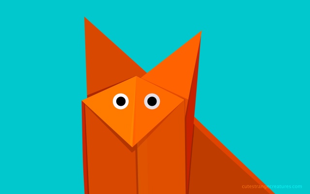 Bright geometric cute origami cartoon fox desktop wallpaper