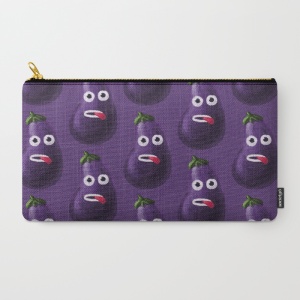 Funny eggplant character pattern zip pouch at Society6