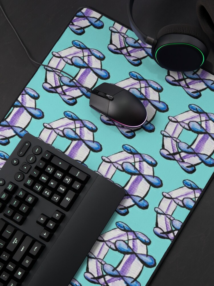 Large desk mat with a pattern of molecules