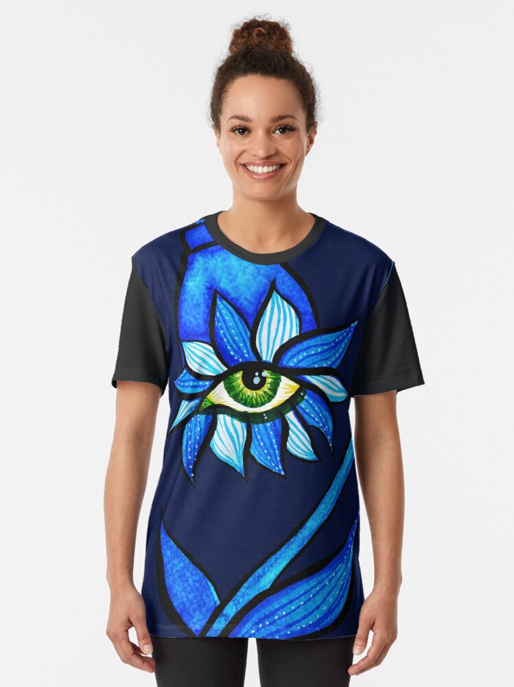 All over printed t-shirt with this whimsigoth floral eye