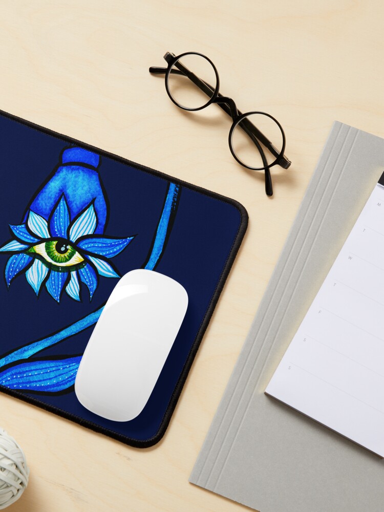 Mousepad with weird eye flowers artwork